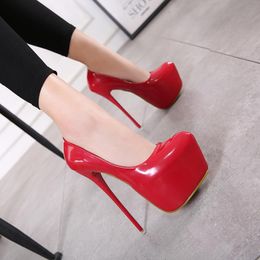 Dress Shoes Cm Super High Heel Stiletto Waterproof Platform Simple Elegant Single Nightclub Sexy Model Catwalk Womens Shos