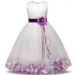 Girl Dresses Flower Dress With Flowers Ribbons For Girls Wedding Ceremonious Children Birthday Party Ball Gown Kid Clothing