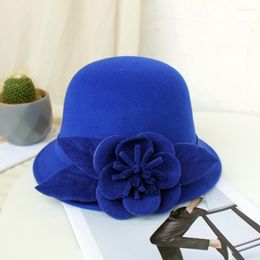 Vintage Wool flower beret Hat for Women - Elegant Flower Decoration Bucket Cap for Winter - 2023 Fashion Panama Style