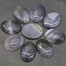 Pendant Necklaces Natural Stone Oval Grey Agate CAB Cabochon Necklace Pendants Women Fashion Jewelry Gift Accessories Wholesale 8Pcs