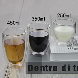 Wine Glasses 250ml Double Wall Glass Insulated Coffee Mug With Lid Transparent Milk Cup Set Drop Resistant Now European Style Water