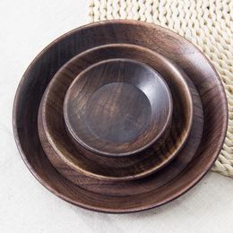 Plates Black Walnut Wooden Bread Fruit Dishes Saucer Pan Plate Dessert Dinner Wood Tea Tray