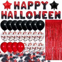 Party Decoration Black Red Halloween Balloons Set DIY Festive Home Decor Accessories Confetti Rain Curtain Scene Arrangement Supplies