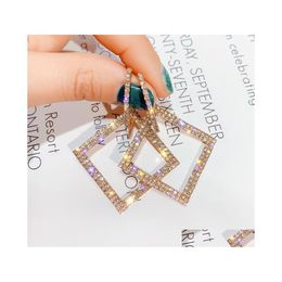 Dangle Chandelier Fashion Jewelry S925 Sier Post Diamond Square Earrings Lady Elegant Drop Delivery Dhnhx