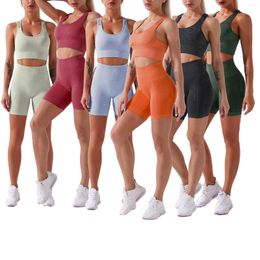 Active Sets Hirigin Fashion Women's Sportswear Two Piece Bodycon Set Seamless Solid Colour Yoga/Running Bodybuilding Elastic Suit