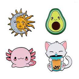 Brooches Avocado Cute Enamel Pin Axolotl Lapel Pins Women's On Clothes Briefcase Badges Backpacks Jewelry Decoration Gift