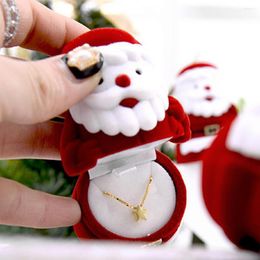 Gift Wrap Creative Ring Case Jewelry Earring Storage Box Portable Christmas Santa Claus Velvet