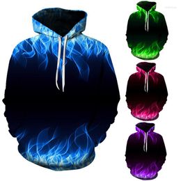 Men's Hoodies 2023 Funny Flame 3d Digital Printing Pullover Plus Size Hooded Loose Long Sleeves Hombre Sudaderas Con Capucha Sweatshirt 5XL