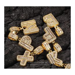 Pendant Necklaces Az Small Baguette Letter Necklace With Rope Chain Gold Sier Zirconia Hip Hop Jewellery Drop 422 Q2 Delivery Pendants Dhpd3