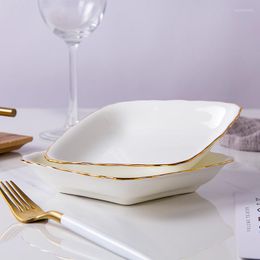 Plates Jingdezhen Ceramic European Household Phnom Penh Creative Plate Special-shaped Square Bone China Deep Vegetable