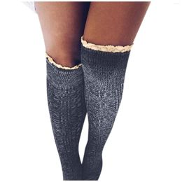 Women Socks Fashion Cotton Thigh High Long Stockings Knit Over Knee Warm For Ladies Girls Winter #01