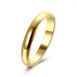 Wedding Rings Fashion Smooth Ring Simple Stainless Steel Inside And Outside Arc Hand Polished Mirror For Women Couple Jewellery