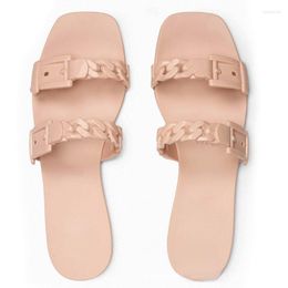 Sandals Summer Beach Woman Original Valentine Slippers PVC Slides Female Slip On Flat Heels Women Home Jelly Shoes 2023