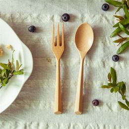 Dinnerware Sets Wooden Fork Spoon Handmade Solid Salad Dinner Teaspoon Tableware Kitchen Accessories Tools