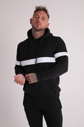 Men's Hoodies Hoodie Spring/Summer Fitness Pullover Sport Solid Colour Striped Top Running Shirt Riding Clothes