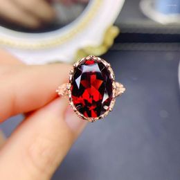 NEW Cluster Rings Natural Garnet Ring 925 Silver Cute Design Simple And Generous Boutique Jewelry Sterling 10 14mm Luxury