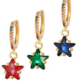 Hoop Earrings Cute Bohemian Star For Women Pave Zircon Boho Dangle Ear Rings Gold Colour Paired Fashion Jewellery Nickel Free