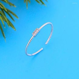 Cluster Rings 925 Sterling Silver Adjustable Circle Zirconia Finger Chain Ring For Women Love Engagement Wedding Birthday Wholesale Joyas