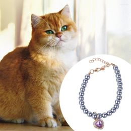 Dog Collars Portable Fashion Delicate Faux Pearl Pet Jewelry Collar 3 Colors Necklace Non-slip Pograph Prop