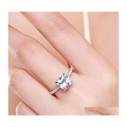 Solitaire Ring 2021 Beautif Vecalon Fine Promise 925 Sterling Sier Cushion Cut 7Mm Diamonds Wedding Band Rings For Women Jewellery 614 Dhunk