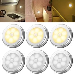 Night Lights 3 Pcs 6 LED Motion Sensor Light Battery Powered For Closet Wall Cabinet Kitchen Bedroom Lamp Gift Indoor Home Decor