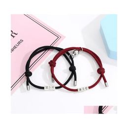 Charm Bracelets Diffone Magnetic Couple Bracelet For Lovers Classic Long Distance Touch Braslet Set Paired Brazalete Friendship Jewe Dhhjm