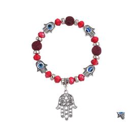 Charm Bracelets Fashion Turkish Lucky Evil Eye Bead Blue Men Women Handmade Jewellery Bracelet Female Drop Delivery Otbue