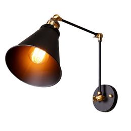 Industrial Black Wall Lamps Sconce Swing Arm Angle Adjustable Decorative Modern Farmhouse Wall Mount Light Sconces Wall Lamp