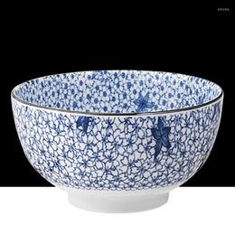 Bowls 6 Inch Underglaze Color Blue And White Porcelain Ramen Bowl Ceramic Noodle Soup Rice Fruit Salad Mixing Container Tableware