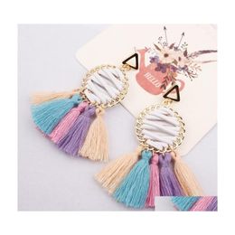 Dangle Chandelier Tassels Earrings Jewelry Retro Ethnic Style Weave Handmade Reticar Round Drop Earring Women Party Gifts Eardrop Dhxht