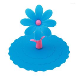 Cups Saucers 1PC Lovely Sun Flower Cup Cover Creative Anti-dust Silicone Coffee Suction Seal Lid Cap 5 Colours