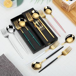 Dinnerware Sets Portuguese Tableware Stainless Steel Knife And Fork Two-Piece Set Western Steak Spoon Gift Box