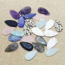 Pendant Necklaces Natural Stone Faceted Water Drop Shape Necklace Pendants Loose Bead For Jewelry Making DIY Perles Bracelets Accessories