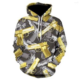 Men's Hoodies 2023 Winter Fashion Gun 3D Printed Hoodie Hip Hop Streetwear Pullover Casual Style Jacket Creative Men/women