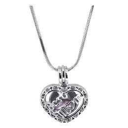 Lockets Fashion Love Pearl Heart Cage Pendants Hollow Letter Mom Charm In Sier Plated Fit Necklace Jewellery Bk Wholesale Drop Deliver Otiqz