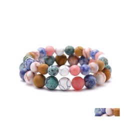 Charm Bracelets 8Mm Frosted Stone Bracelet For Men Fashion Natural Stones Beads Chakra Yoga Bangle Jewellery Women Gift H2A Z Drop Deli Dh4Ic