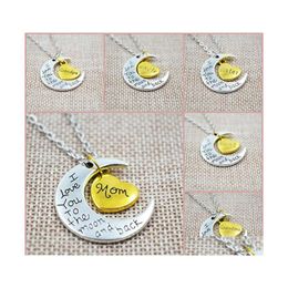 Pendant Necklaces Fashion Women Necklace Moon Heart I Love You To The And Back For Family Link Chain Party Accessories Drop Delivery Otgpo