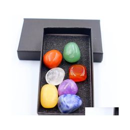 Stone 7 Chakra Box Set Reiki Natural Crystal Stones Polishing Amethyst Rose Quartz Yoga Energy Bead Healing Decoration Drop Delivery Dhybb