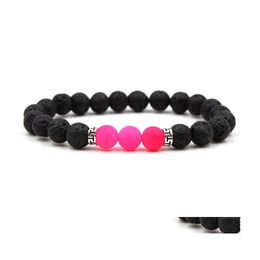 Charm Bracelets Volcanic Stone Lava Rock Bracelet For Women Men 7 Chakra Yoga Beads Essential Oil Diffuser Bangle Jewellery Dhs Drop De Dhpn4