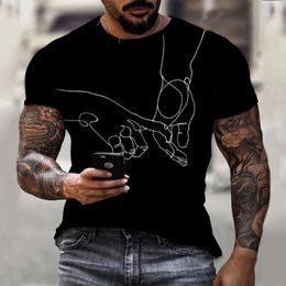 Men's T Shirts 3D Hold Hands Graphic T-shirt Casual Short Sleeve Street Clothes Gesture Printed In Summer 2023Men's