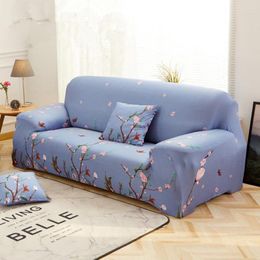 Chair Covers 2023 Peach Blossom Sofa Cover Stretch Blue Couch Cubre Spring Colour For Living Room Loveseat