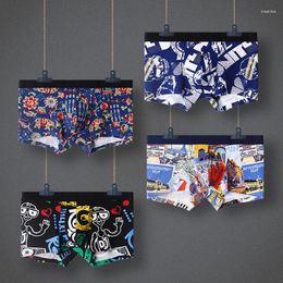 Underpants Zhongshan Men's Underwear Mid-waist Cotton Printed Letters Youth Boxer Shorts Sous Vetement Homme Cuecas Boxers Masculina