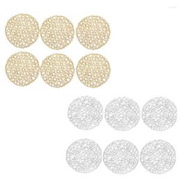 Table Mats Round Paper Fibre Woven Placemats Decorative Placemat Braided Natural Mat Holidays Parties Decor Set Of 6