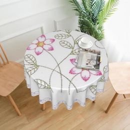 Table Cloth Flower Content Round Tablecloths Washable Polyester Cover For Kitchen Dinning Parties Tabletop Decor