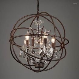 Chandeliers Retro Country Style Crystal Loft Chandelier For Dinging Room Kitchen Lustre Indoor Decorate Lighting Fixture Lamp