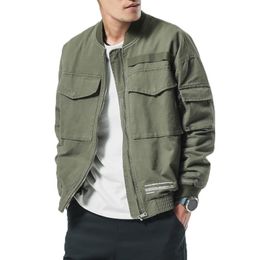 Men's Jackets Brand Spring Men Casual Jacket Coat Washed Pure Cotton Brand-Clothing Army Green Bomber Male Cargo CoatsMen's