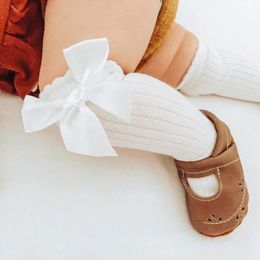 Socks Girls Children's Spanish Big Bow Spring Autumn Kids Baby Solid Mid-to-high Toddlers Knee High