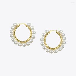 Hoop Earrings ENFASHION Pearl For Women Gold Colour Statement Big Circle Hoops Earings Fashion Jewellery Aros De Moda 2023 E191099