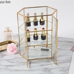 Storage Boxes Transparent Glass Jewelry Box Three-layer Display Stand Decorative Frame Organizer