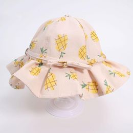 Berets Cotton Pineapple Print Bucket Hat Fisherman Outdoor Travel Sun Cap Hats For Children Boys And Girls 224